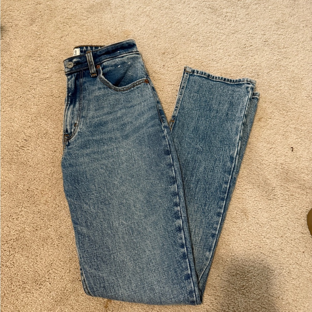Abercrombie & Fitch Curve Love High Rise Straight Leg Jeans